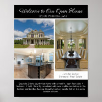 Moderne schwarze Open-House-Willkommens-Immobilien