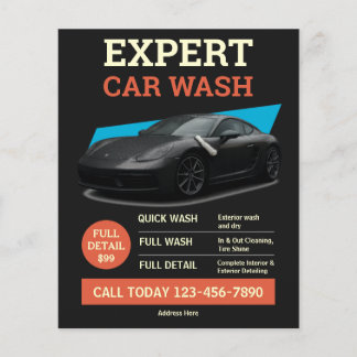 Moderne schwarze Orange-Autodetailing-Service Flyer