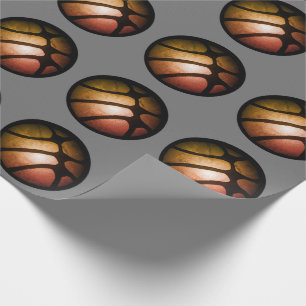 Moderne schwarze orange Basketball-Sportmuster Geschenkpapier