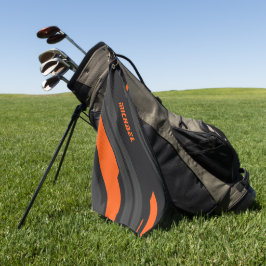 Moderne Schwarze Orange Geometrische Name Golfhandtuch