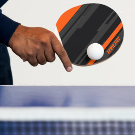 Moderne Schwarze Orange Geometrische Name Tischtennis Schläger
