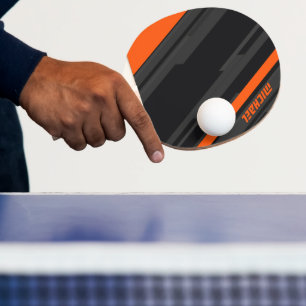 Moderne Schwarze Orange Geometrische Name Tischtennis Schläger