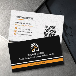 Moderne schwarze orange Werkzeuge Hausreparatur Ha Visitenkarte