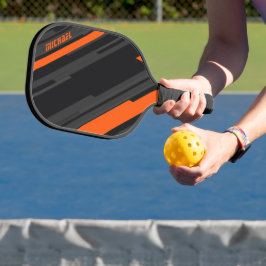 Moderne schwarze orangefarbene geometrische Bezeic Pickleball Schläger