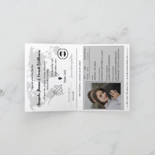 Moderne schwarze Passfoto-Hochzeitseinladung Einladung
