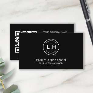 Moderne schwarze personalisierte Logo-QR-Visitenka Visitenkarte