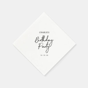 Moderne schwarze Pinsel-Schrift Erwachsener Geburt Serviette