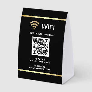 Moderne schwarze QR-Code-Wifi-Netzwerk-Passwort Tischaufsteller