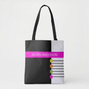 Moderne schwarze rosa farblich abgestimmte Monogra Tasche