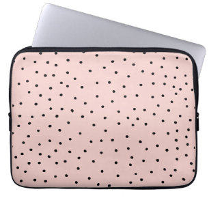 Moderne schwarze rosa Wasserfarbe süße Tupfen Laptopschutzhülle