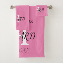 Moderne schwarze rosa weiße Monogramm-Name Neuverm