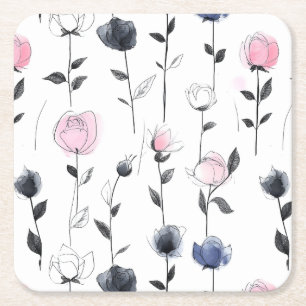 Moderne schwarze Rose Rechteckiger Pappuntersetzer