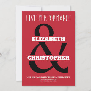 Moderne Schwarze Rote Weiße Hochzeitsperformance Save The Date