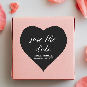 Moderne schwarze "Save the Date"-Hochzeitsankündig Herz-Aufkleber