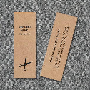 Moderne schwarze Schere Kraftpapier Haar Mini Visitenkarte
