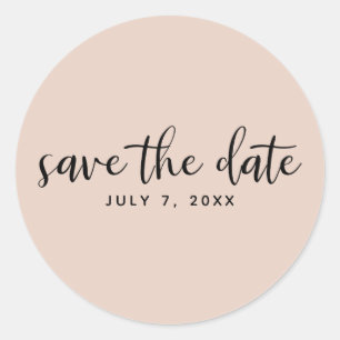 Moderne schwarze Schreibschrift Save-the-Date-Kart Runder Aufkleber