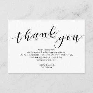 Moderne schwarze Schrift, Hochzeit Danke Begleitkarte