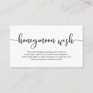 Moderne schwarze Schrift, Hochzeitshoneymoon Wish Begleitkarte