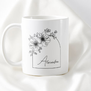 Moderne schwarze Schrift Schön geschwungene Elegan Kaffeetasse