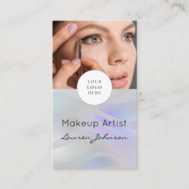 Moderne schwarze Schriftfoto-Make-up  Visitenkarte (Vorderseite)