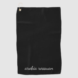 Moderne schwarze Schriftzug-Namensschrift im trend Golfhandtuch