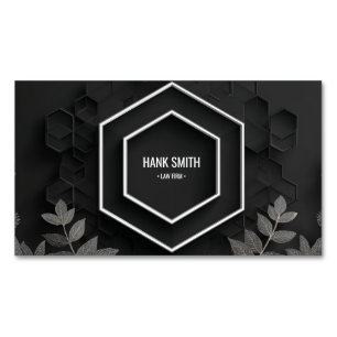 Moderne schwarze Silberblatt-Sechseck-Wabe 3D Magnetische Visitenkarte