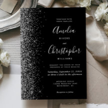 Moderne schwarze silberne Glitterrand-Hochzeit