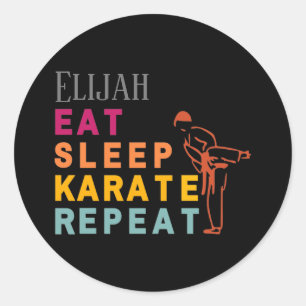 Moderne Schwarze Silhouette Japan Karate Martial A Runder Aufkleber
