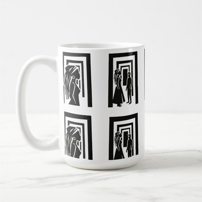 Moderne schwarze Silhouette Unity Design Kaffeetasse (Links)