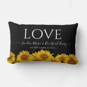 moderne schwarze Sonnenblume Hochzeitswurf Lendenkissen