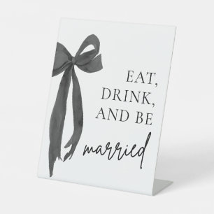Moderne Schwarze Tafel "Essen Trinken und Heiraten Sockelschild