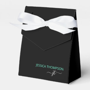 Moderne schwarze tealfarbene einfache Geschäftsmon Geschenkschachtel