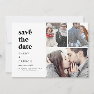 Moderne schwarze Typografie 3 FotoCollage Save The Date