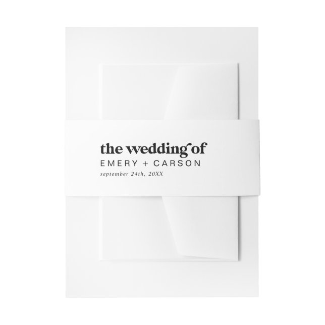 Moderne schwarze Typografie - Hochzeit der Bauchba Einladungsbanderole (Vorderseite Beispiel)