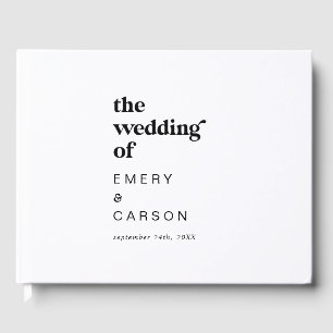 Moderne Schwarze Typografie-Hochzeit Gästebuch