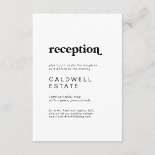 Moderne Schwarze Typografie-Hochzeitsempfehlung Begleitkarte