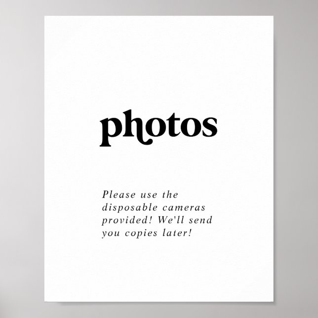 Moderne Schwarze Typografie Hochzeitsstipps Fotos  Poster (Vorne)