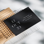 Moderne Schwarze Typografie minimalistische Hochze Save The Date<br><div class="desc">Schwarz moderne Typografie minimalistische Hochzeit Speichern Sie das Datum mit Foto auf der Rückseite. Bitte kontaktieren Sie mich,  wenn Sie weitere Informationen benötigen.</div>