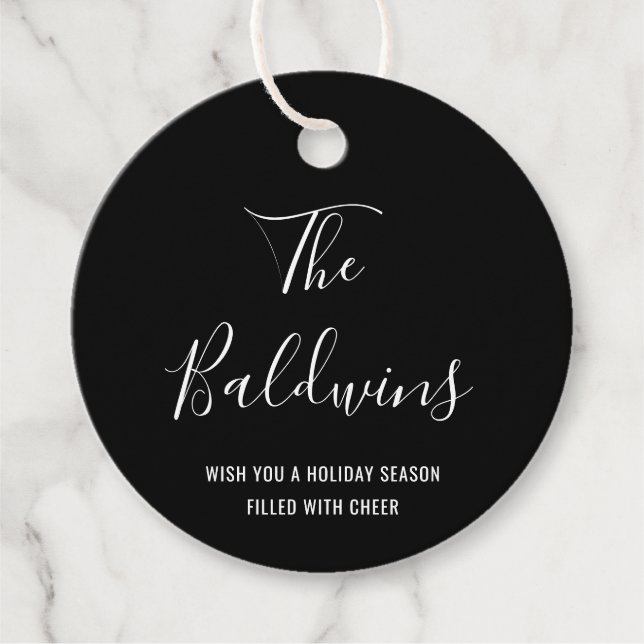 Moderne schwarze Typografie Name Holiday Geschenkanhänger (Vorderseite)