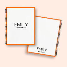 Moderne schwarze Typografie | Orange Border Notebo