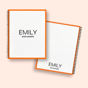 Moderne schwarze Typografie Orange Border Notebo Notizbuch