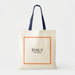 Moderne schwarze Typografie Orange Border Tragetasche