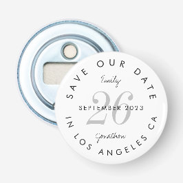 Moderne schwarze Typografie Save the Date Flaschenöffner