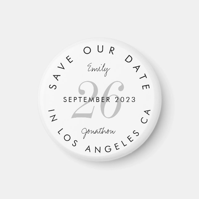 Moderne schwarze Typografie Save the Date Magnet (Vorne)