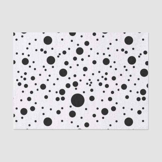 Moderne schwarze u. weiße Punkte Seidenpapier (Vorderseite)