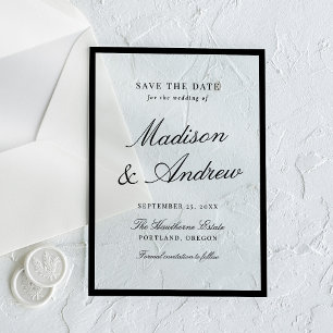 Moderne Schwarze Umrandete Hochzeit Save the Date Acryleinladungen
