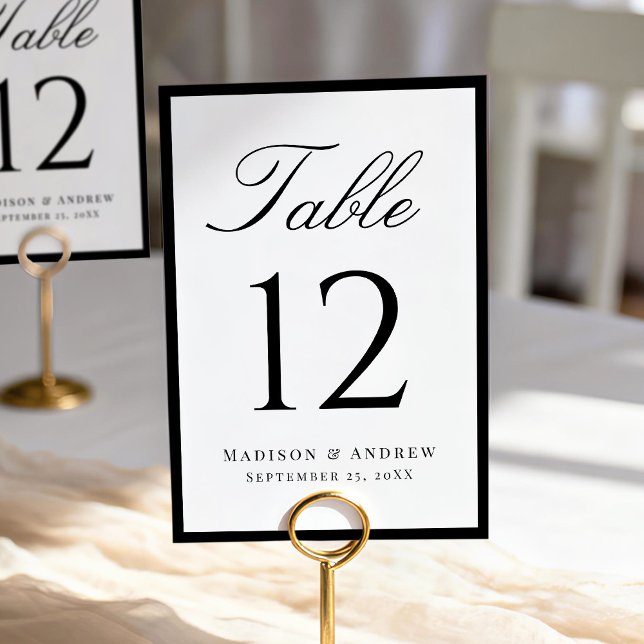 Moderne schwarze Umrandung Hochzeit Tischnummer (Von Creator hochgeladen)