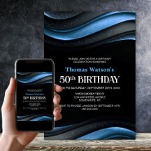 Moderne schwarze und blaue 50. Geburtstagsfeier