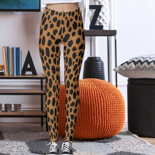 Moderne schwarze und braune Leopardenhaut-Safari-M Leggings