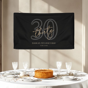 Moderne schwarze und goldene 30. Geburtstagsbanner Banner